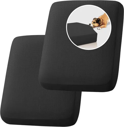 Vista 8 de H.VERSAILTEX Fundas de cojín individuales de lino tejido resistente al agua para sofá de 2 plazas para sofá de 2 cojines, fundas protectoras
