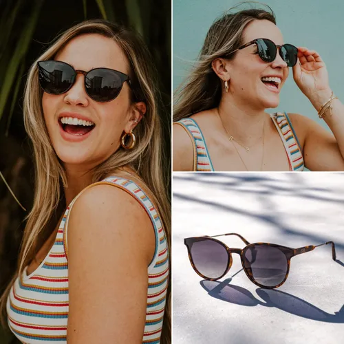 Vista 5 de WearMe Pro - Gafas de sol modernas redondas de moda para mujer