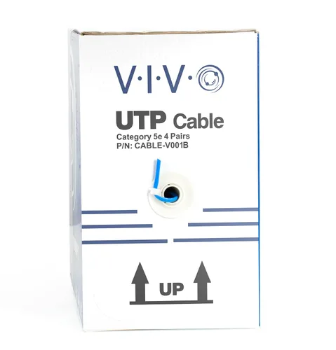 Vista 7 de VIVO Cable Cat5e a granel de 1,000 pies, cable Ethernet CCA, 24 AWG, caja de extracción UTP, red LAN, azul, CABLE-V001B