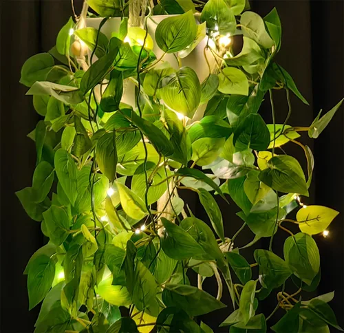Vista 7 de Paquete de 2 colgadores de macramé para plantas con luces, cesta colgante para macetas de interior con cuentas de madera, soporte para macetas