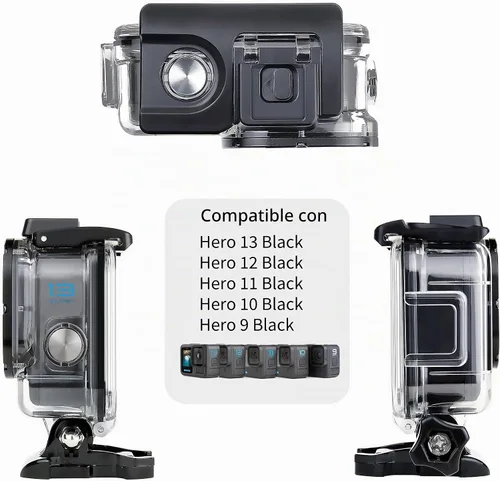 Vista 6 de SOONSUN - Estuche impermeable para GoPro Hero 13 12 11 10 9 Black, carcasa de buceo protectora subacuática de 196 pies/60 m con accesorios, montaje
