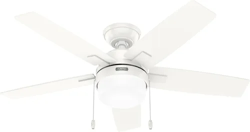 Vista 16 de Hunter Anisten 52487 - Ventilador de techo interior de 52 pulgadas con luz LED, ventilador de techo blanco con cadena de tracción, para dormitorio