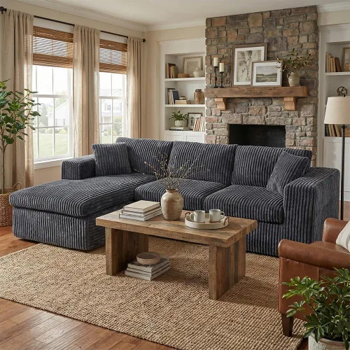 Vista 11 de Shintenchi Sofá 104 sin huesos, sofá modular en forma de L con asiento profundo, sofá de espuma de nube con diván de gran tamaño, no requiere Beige
