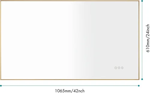 Vista 7 de Espejo LED de tocador de baño de 42 x 24 pulgadas con luz trasera, montaje en pared, memoria antivaho grande, ajustable