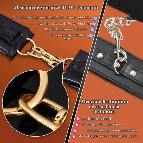 Vista 4 de UTIMI - Puños sexuales ajustables – Restricciones BDSM de cuero sintético de primera calidad