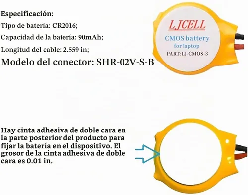Vista 4 de Batería CMOS para IBM Lenovo ThinkPad Laptop X1 Carbon 2-nd Carbon 3rd Carbon 4th Carbon 5th Carbon 6th Carbon 6th BIOS RTC CR2016 Batería con 2