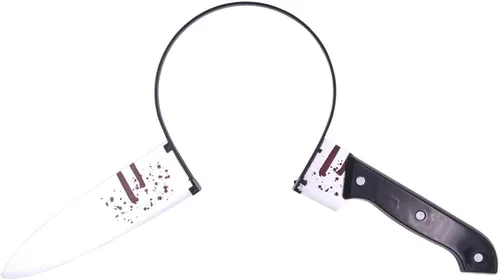 Vista 8 de Halloween Knife Scissors Syringe Headband Costume Accessory Bloody Cleaver Headband Funny Headwear Through Head