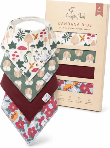Vista 12 de Copper Pearl Baberos tipo bandana para bebé, paquete de 4 baberos de algodón suave para babear y dentición, absorbentes, ajuste ajustable, muchos
