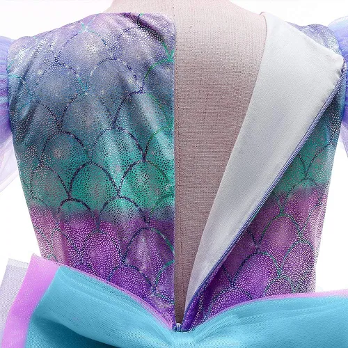 Vista 5 de Disfraz de sirena para niñas, disfraz de princesa para fiesta de cumpleaños, Halloween, Navidad, carnaval, cosplay