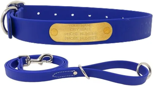 Vista 14 de Regal Dog Products Collares de perro pequeños negros impermeables con placa de nombre personalizada grabada Collar de perro de Biothane