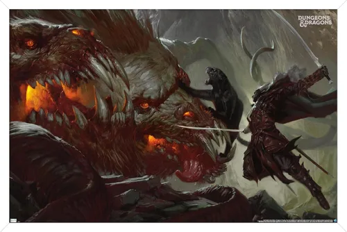 Vista 14 de Trends International Póster de pared de Dungeons and Dragons Drizzt vs Demogorgon, 22.4 pulgadas de largo x 14.7 W, versión enmarcada de madera