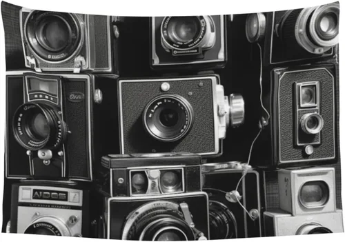Vista 7 de FodPand Tapiz retro de la colección de cámaras geniales para decoración de dormitorio, telón de fondo de fiesta, tapiz estético para colgar