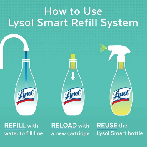 Vista 4 de Lysol Cartuchos de recarga inteligentes limpiador multiusos, brisa de cítricos, para desinfectar y limpiar, 4 quilates, el embalaje puede variar