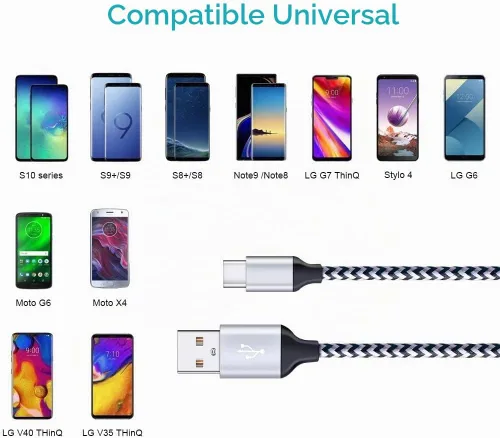 Vista 8 de Cable de carga para Galaxy S26 C de carga rápida, paquete de 5 cables de automóvil USB C de 6 pies para Android, compatible con Samsung Galaxy S26