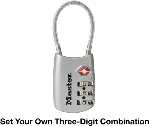 Vista 4 de Master Lock 4688D Candado para Equipaje con Combinación Personalizable Aprobado por TSA, 1 Unidad, Plateado