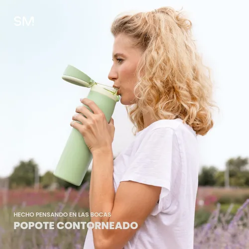 Vista 8 de Simple Modern Mesa Loop - Botella de agua con popote cubierto y asa Botellas de acero inoxidable aisladas de 24 onzas aptas para portavasos