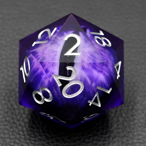 Vista 8 de Dados Dungeons and Dragons D20 con estuche de regalo, dados jumbo de globo ocular de 1.776 pulgadas (1.969 in), dados poliédricos de borde afilado