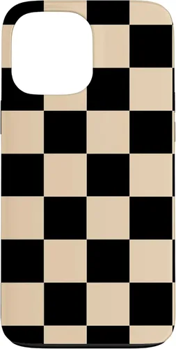 Vista 24 de Funda neutra clásica minimalista con patrón beige a cuadros para iPhone 17