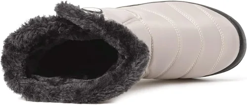 Vista 4 de Hsyooes Botas de nieve para mujer, botas de invierno impermeables Beige