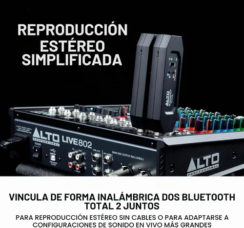 Vista 4 de ALTO Receptor Bluetooth Total 2 XLR Equipado Recargable con Bluetooth para Configuraciones de Mesas de Mezclas de Audio y Sistemas PA Activos