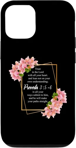 Vista 27 de iPhone 12 Pro Max Proverbios 3:5-6 Versículo de la Biblia Religioso Cristiano Hombres y Mujeres Caso