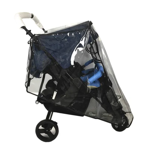 Vista 7 de Funda de lluvia para cochecito, cubierta de lluvia universal para cochecito de bebé, funda doble para lluvia y viento, accesorios de actividades al