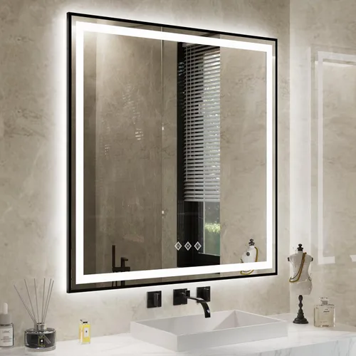 Vista 12 de Espejo LED para baño de 20 x 28 pulgadas con frente degradado y luz LED, espejo retroiluminado para baño, 3 colores, CRI > 90, espejo de baño