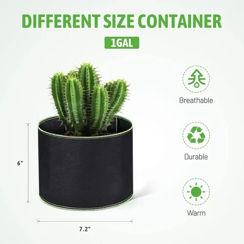 Vista 2 de Delxo Paquete de 20 bolsas de cultivo de 1 galón, bolsa de plantación de jardín, macetas de tela no tejida gruesa de 10.58 oz para frutas, verduras