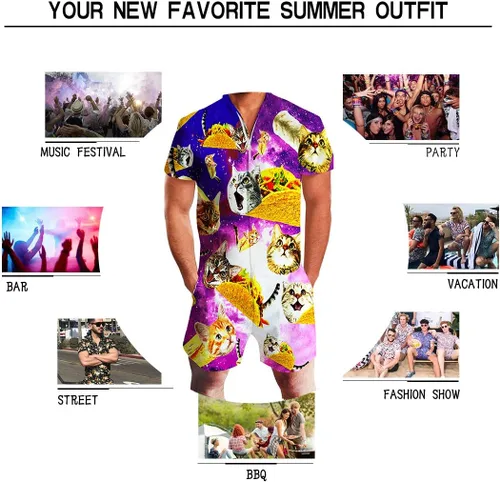 Vista 6 de Goodstoworld Mono hawaiano masculino con cierre de cremallera y bolsillo S-XXL