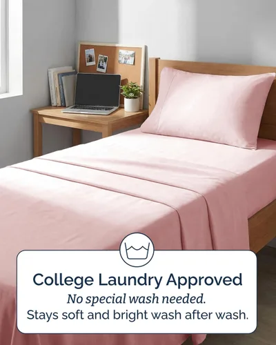 Vista 724 de Extra Deep Twin XL Sheet Set - 3 Piece College Dorm Room - White 01-Blanco