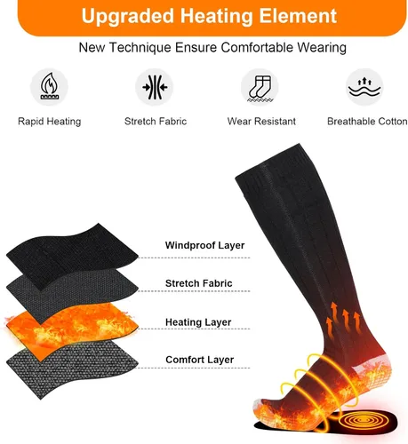 Vista 3 de Calcetines con calefacción, calcetines eléctricos calentados para hombres y mujeres, batería recargable, calientan hasta 8 horas, calcetines