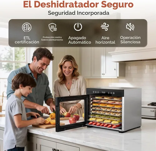 Vista 4 de Manastin Deshidratador de alimentos 8 bandejas de acero inoxidable máquina Plata-8 Bandejas