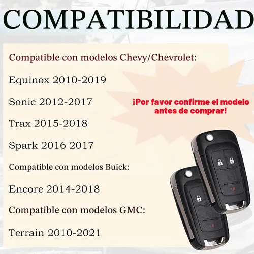 Vista 2 de SUPALAND Llavero de repuesto para llave de entrada sin llave Compatible con GMC Terrain 2010-2020 2021 Chevy Equinox 2010-2019 Sonic 2012-2017 Spark