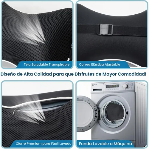 Vista 5 de Keemall Almohada de Cuello de Coche Inflable, Almohada de Reposacabezas de Coche Inflable Suave para Asiento de Conducción con Correa Ajustable