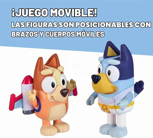 Vista 7 de Bluey Action Heroes - Juego de figuras de juguete de 2 unidades, figuras articuladas de personajes con figuras de karate y mochila propulsora