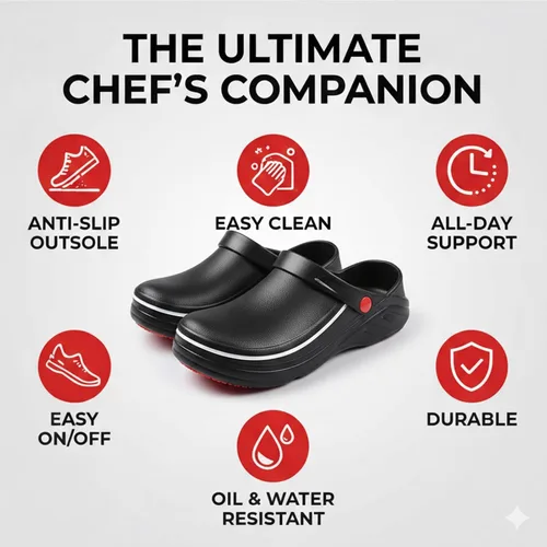 Vista 7 de FLIOZY Zuecos de chef para hombres y mujeres, antideslizantes, impermeables, a prueba de aceite, zapatos de trabajo de cocina profesional