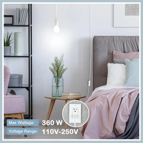 Vista 6 de JACKYLED Cable de Extensión para Linterna Colgante de 15 Pies UL 360W con Enchufe E26 E27 Botón de Encendido/Apagado para Iluminación Colgante