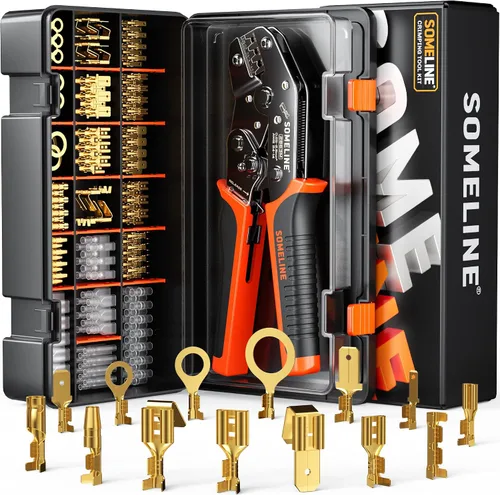 Vista 11 de Kit de herramienta de crimpado de conector de terminal abierto SOMELINE, terminales de desconexión macho hembra no aisladas de 2.8/4.8/6.3mm