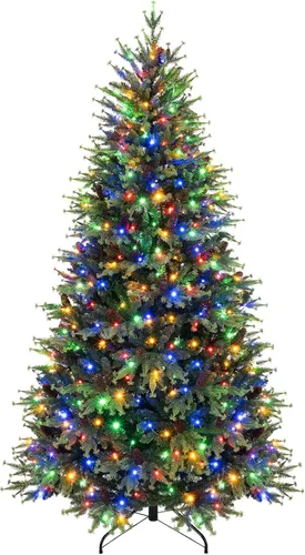 Vista 19 de Goplus Árbol de Navidad de abeto artificial preiluminado de 4.5 pies con Rosa