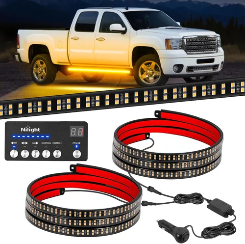 Vista 20 de Nilight 2 piezas de 24 pulgadas de tira de luces estroboscópicas para parrilla de camiones, 384 LED, luz de emergencia ámbar, flexible, intermitente