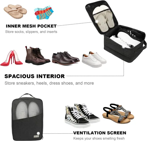Vista 2 de Emissary Bolsa para zapatos con capacidad para 3 pares de zapatos para viajes, grandes bolsas impermeables para almacenamiento, bolsas de zapatos