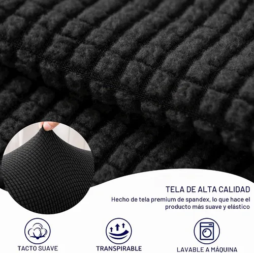 Vista 6 de SUBRTEX Juego de 2 fundas elásticas para brazos de sofá, fundas a cuadros para brazos de sofá, fundas antideslizantes para reposabrazos de Negro
