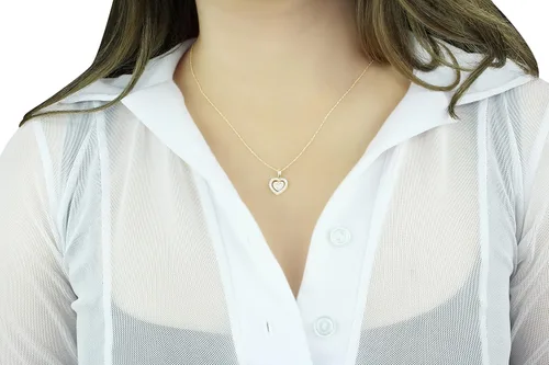 Vista 7 de 14 Carat Diamond Heart Halo Pendant Necklace for Women in 14k Gold on 18 Inch Chain H-I I1-I2 cttw Spring Ring by Belantina