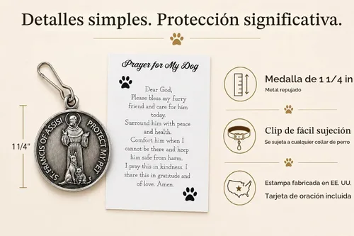 Vista 2 de Westmon Works Medalla Colgante de San Francisco para Collar de Perros con Tarjeta de Oración para Mascotas