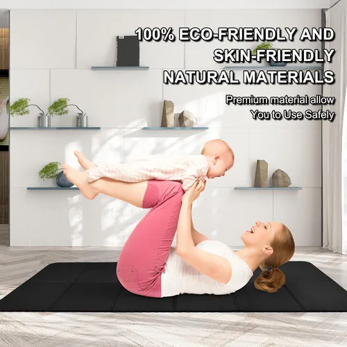 Vista 7 de iodoo Esterilla de yoga plegable de 72 pulgadas de largo x 32 pulgadas de ancho x 0.32 pulgadas, extra gruesa y ancha, alfombrilla de yoga plegable