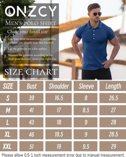 Vista 6 de Camisas polo musculares para hombre, manga corta, ajustadas, camisetas de golf para hombre, camisetas casuales de ajuste seco, camisas de bolos