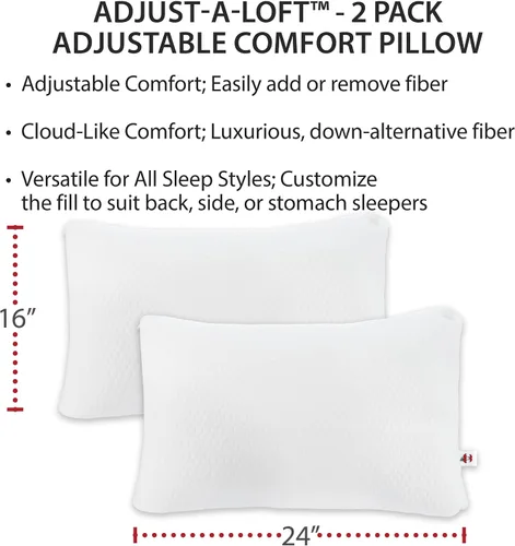 Vista 7 de Core Products Almohada ajustable – Loft personalizable con relleno de plumón alternativo para dormir de lado, espalda o estómago; espuma