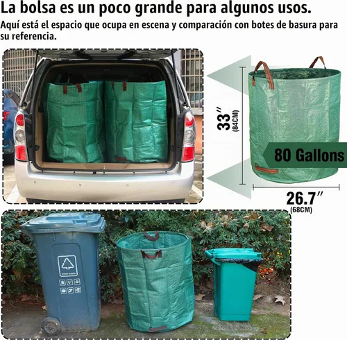 Vista 2 de Gardzen Paquete de 3 bolsas de jardín de 80 galones