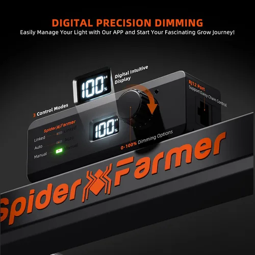 Vista 4 de Spider Farmer G1500 - Luces LED de crecimiento rentables de 150 W, control inteligente de aplicación mejorado, cobertura de 2 x 2 pies, pantalla