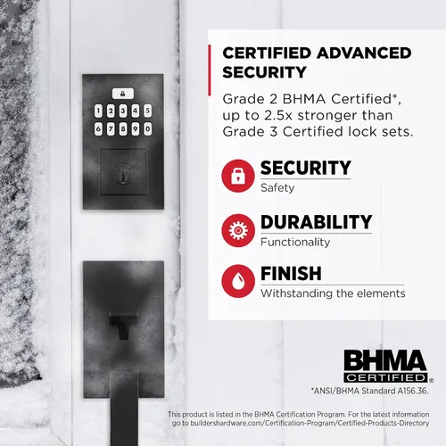 Vista 4 de Kwikset SmartCode 260 - Cerradura de puerta con teclado electrónico sin llave con entrada automática, códigos de usuario personalizados, seguridad